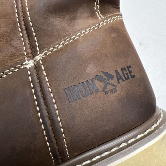 Iron Age Mens Brown Leather Work Boots Steel Toe Waterproof Size 9M - Picture 6 of 8